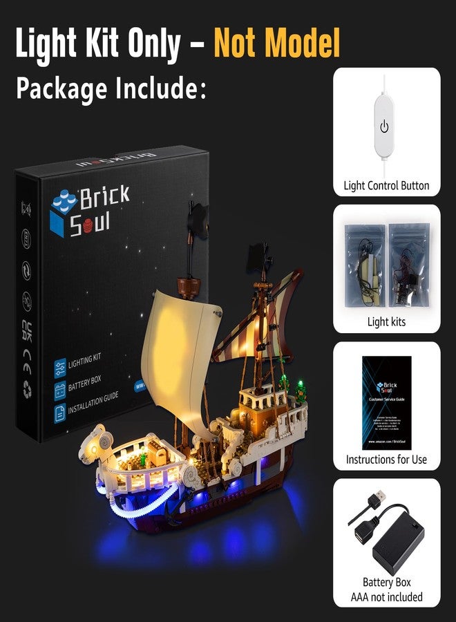 BrickSoul Upgrade Light Kit for Lego 75639 The Going Merry Pirate Ship Building Set | with ON/Off & Dimmer Switch & Hidden Cable Tech | Easy Install Lighting Set (75639 Set NOT Included) - Image 2